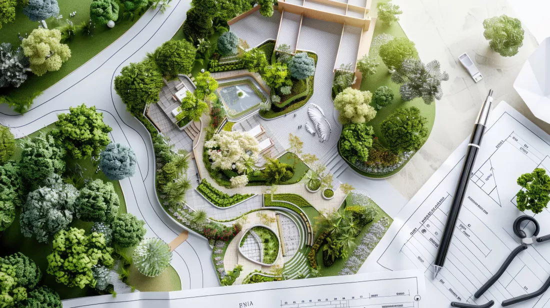 architectural-plans-with-landscape-design-desk-top-view-2